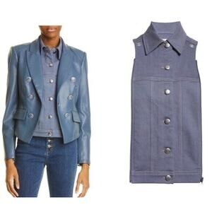 Veronica Beard Stretch Denim Slate Dickey Insert OSFM NWT $250